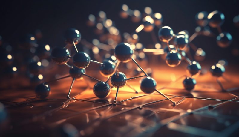 Molecules connect in scientific discovery, symbolizing progress generated by AI 1