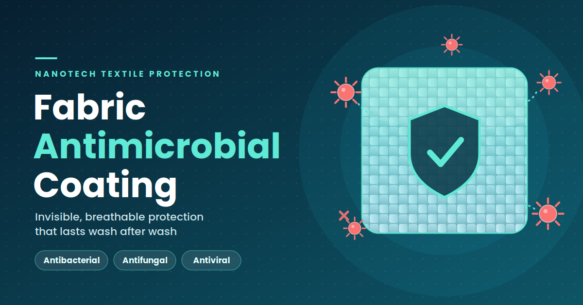 Fabric antimicrobial coating shielding textile fibres from bacteria and fungi