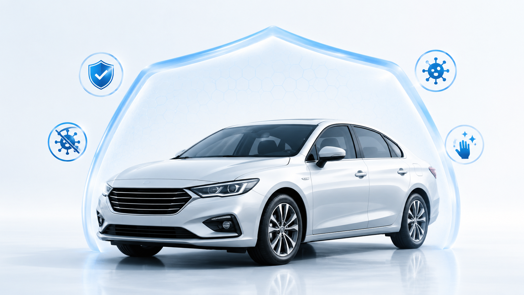 Warrior Antiviral Antimicrobial Car Package protective coating applied to a clean sedan interior