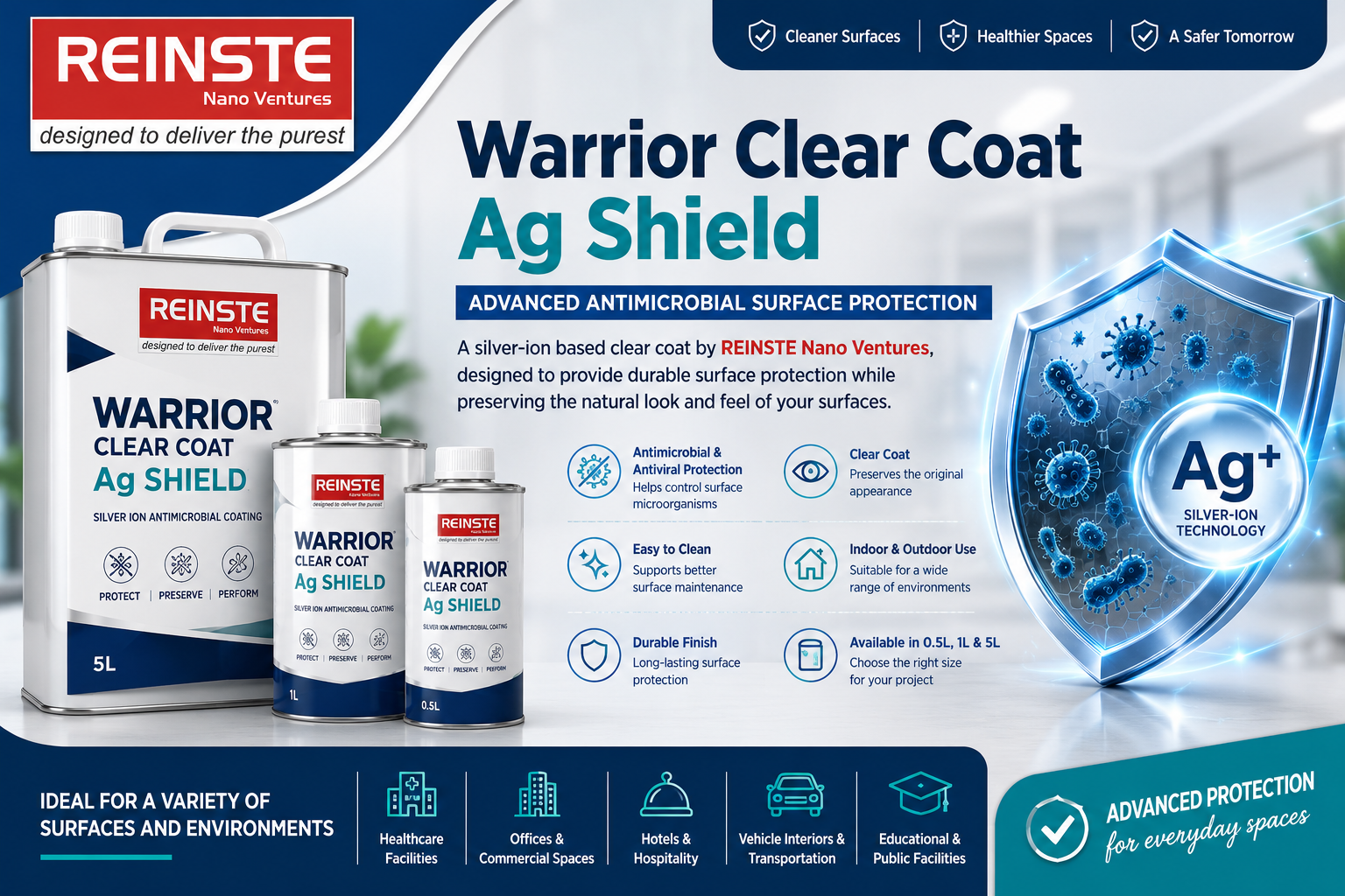 Warrior Clear Coat Ag Shield antimicrobial surface coating by HIYKA