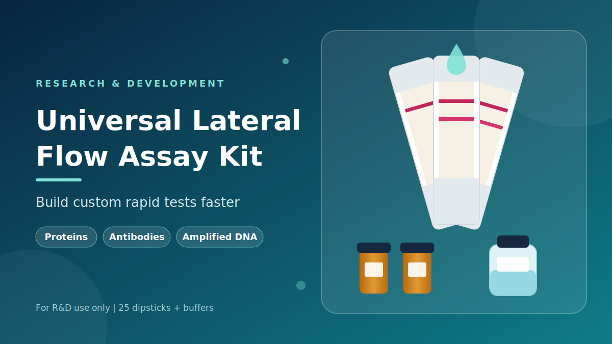 Universal lateral flow assay kit with dipsticks and buffers